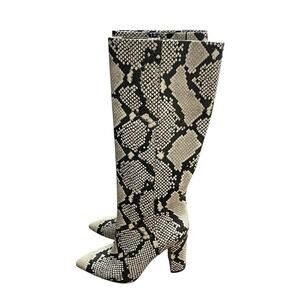 Inc Womens Paiton Snake Print High Boots Womens Size 6 Cream Black Fashion‎